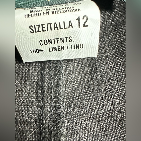 Vintage Harvé Benard 100%‎ Linen Black Button-Front Midi Dress Size 12 - Picture 5 of 10